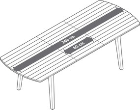 Rozťahovací záhradný stôl so zaoblenými prednými stranami, cca 180 ‒ 240 cm