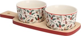 Sada 2 ks porcelánových misek s podnosem PORCELO vícebarevná