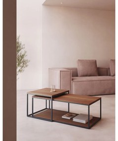 Hnedé konferenčné stolíky s doskou v dekore orechového dreva v súprave 2 ks 50x100 cm Yoana – Kave Home