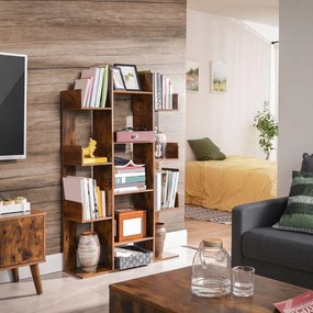 Vasagle Polica/regál na knihy ODIN v industriálnom štýle, 86x25x140cm, hnedá