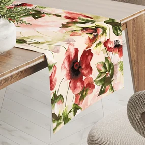 Biante Zamatový behúň na stôl Tamara TMR-051 Abstraktné červené kvety na žltobéžovom 45x120 cm
