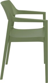 TULUM záhradná stolička s podrúčkami olive green