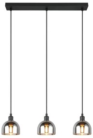 Závesné svietidlo so skleneným tienidlom v čierno-striebornej farbe Molly – Trio