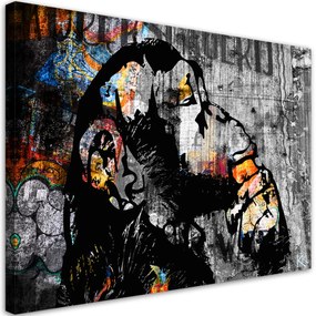 Obraz na plátně, Street Art Banky Monkey Abstraction - 90x60 cm