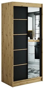 Skriňa Halifax V2 100 Dub Artisan/čierna/Zrkadlo