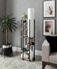 Stojací lampa Nora IV černá/přírodní dub
