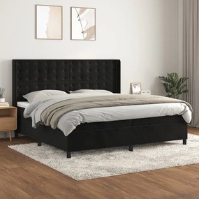 Posteľný rám boxspring s matracom čierny 200x200 cm zamat 3132941