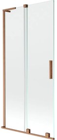 Mexen Velar L, 2-krídlová posuvná vaňová zástena 90 x 150 cm, 8mm číre sklo, medená matná, 896-090-003-01-65