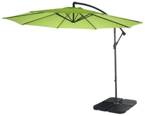 Slnečník Acerra Ø 3m polyester/oceľ - zeleno-citrónová so stojanom