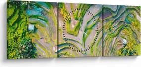 Obraz ryžových polí z vtáčej perspektívy (s hodinami) (90x30 cm)