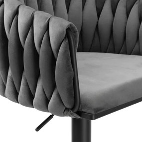 Barová stolička COFTON zamatová, grafitová / čierna