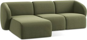 Zelená zamatová rohová pohovka (ľavý roh/s leňoškou) Lani – Makamii