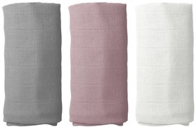 Sada 3ks bavlnených plienok PREMIUM, Dusty pink