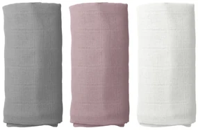 Sada 3ks bavlnených plienok PREMIUM, Dusty pink