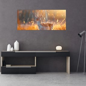 Obraz - Jeleň v poli (120x50 cm)