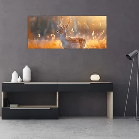 Obraz - Jeleň v poli (120x50 cm)