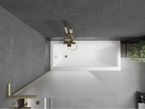 Mexen Next L, 1-krídlová vaňová zástena 90 x 150 cm, 6mm sklo námraza, zlatý matný profil, 895-090-000-03-30-55