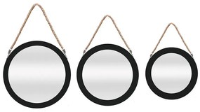 Sada okrúhlych dekoračných zrkadiel v ráme (3 ks)