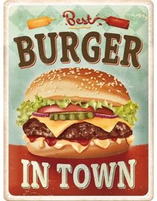 Plechová ceduľa Best Burger in Town, (30 x 40 cm)