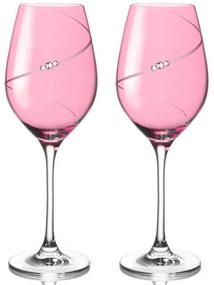 Diamante poháre na biele víno Silhouette City Pink s kryštálmi Swarovski 360 ml 2KS
