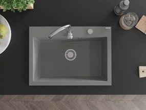 Mexen Elix jednokomorový granitový drez 700 x 500 mm, sivý, chróm sifón - 6526701005-71