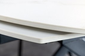 Jedálenský stôl INCEPTION 130-190 cm rozkladací oválny keramický vrch s bielym mramorovým vzhľadom