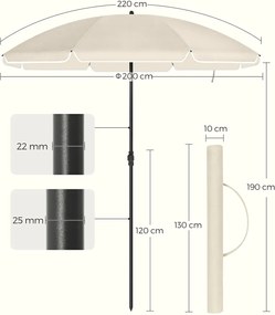 Slnečník SOLARA, Ø200cm, béžová SongmicsHome