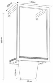 Nástenný kvetináč 38x18 cm zlatá