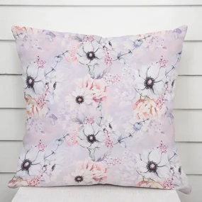 Biante Dekoračná obliečka na vankúš PML-068 Ružové kvety na sivofialovom 60 x 60 cm