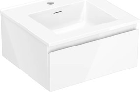 Mexen Orio, kúpeľňová skrinka 50 cm s umývadlom Otis, 1 zásuvka, biela lesklá, 91A10-05023-1-BF00-W18M00