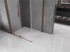 Mexen Velar L, sprchový kút s posuvnými dverami 100 x 80 cm, 8mm sklo námraza, ružové zlato, 871-100-080-33-60