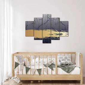 Obraz - Modrá a zlatá abstrakcia N⁰1 (150x105 cm)