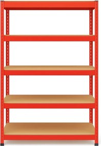 Akcia 3x Regál 180x90x30 cm lakovaný 5-policový, nosnosť 875 kg - červený