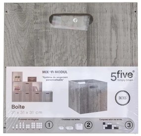 5five Simply Smart Úložný box Wood, 31x31x31 cm, sivá