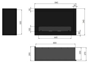 InFire - Rohový BIO krb 84x54 cm 3kW čierna