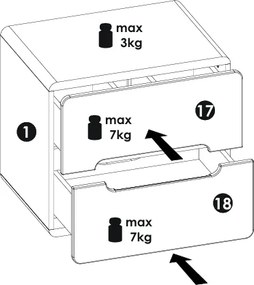 Kúpeľňová závesná skrinka univerzálna Aruba 828 2S dub craft zlatý