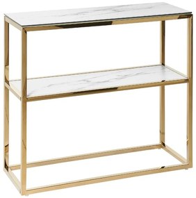 Konzolový stolík s mramorovým vzhľadom biela/zlatá AZUSA Beliani