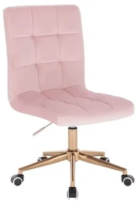 LuxuryForm DESIGN Stolička TOLEDO VELUR na zlatej podstave s kolieskami - ružová
