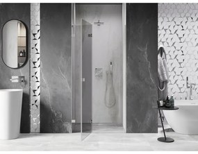 Mexen, Mexen Lunar L Otočné ľavé sprchové dvere 80 cm, transparentné, brúsený nikel - 834L-080-000-97-00-L