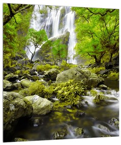 Obraz lesnej krajiny s potokom (30x30 cm)