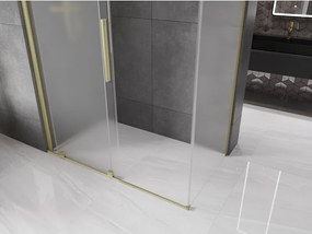 Mexen Velar, sprchový kút s posuvnými dverami 140 x 80 cm, 8mm sklo námraza, zlatá matná, 871-140-080-31-55
