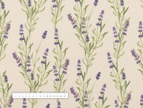 Biante Ľanový obdĺžnikový dekoračný obrus LEN-009 Levandule na režnom 50x100 cm