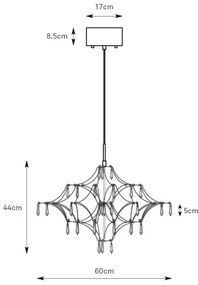 Markslöjd 108869 - LED Stm. krišt. luster na lanku EFESOS LED/14W/230V pr. 60 cm