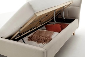Čalúnená posteľ s prešívaným čelom lemina s úložným priestorom 160 x 200 cm béžová MUZZA