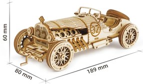 Robotime 3D drevené puzzle Závodní veterán Grand Prix car 1:16 220 ks