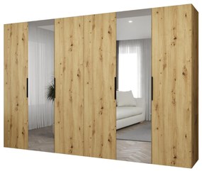 Šatníková skriňa 300 cm Mirabella 2 (dub artisan + čierna). Akcia -20%. Vlastná spoľahlivá doprava až k Vám domov. 1126435