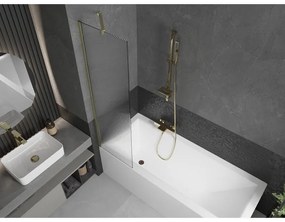 Mexen Next, 1-krídlová vaňová zástena 50 x 150 cm, 6mm sklo Ribs, zlatá matná, 895-050-000-00-09-55