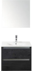 Kúpeľňový nábytkový set Sanox Dante farba čela black oak ŠxVxH 61 x 170 x 46 cm s keramickým umývadlom a zrkadlom