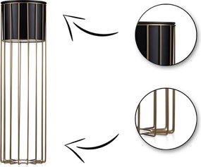 KOVOVÝ KVETINÁČ SO STOJANOM GLAM 70X20 CM ČIERNA/ZLATÁ