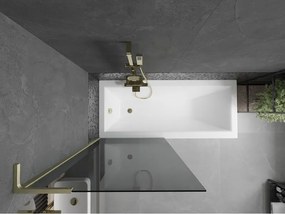 Mexen Next L, 1-krídlová vaňová zástena 80 x 150 cm, 6mm šedé sklo, zlatý matný profil, 895-080-000-03-40-55